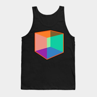 Color Cube Pattern on Orange Tank Top